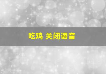 吃鸡 关闭语音